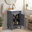Meuble-lavabo de 45,7 cm (18 po) avec lavabo en céramique, meuble autoportant avec tablette réglable, structure en bois massif et MDF, style rétro, gris-1830627725