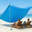 Beach Tent Sun Shelter, UPF50+ Sun Protection, 6.6 ft Tall, 10x10 ft, Easy Pop Up Beach Canopy with 8 Sandbags, Stability Poles, Sand Shovels, Portable Shade for Family Outings, Camping, Fishing