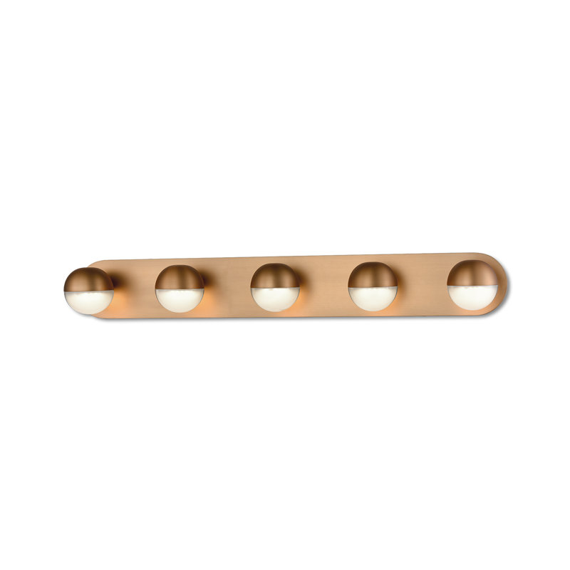 Pluto 5 - Light LED Bath Bar, Vintage Brass