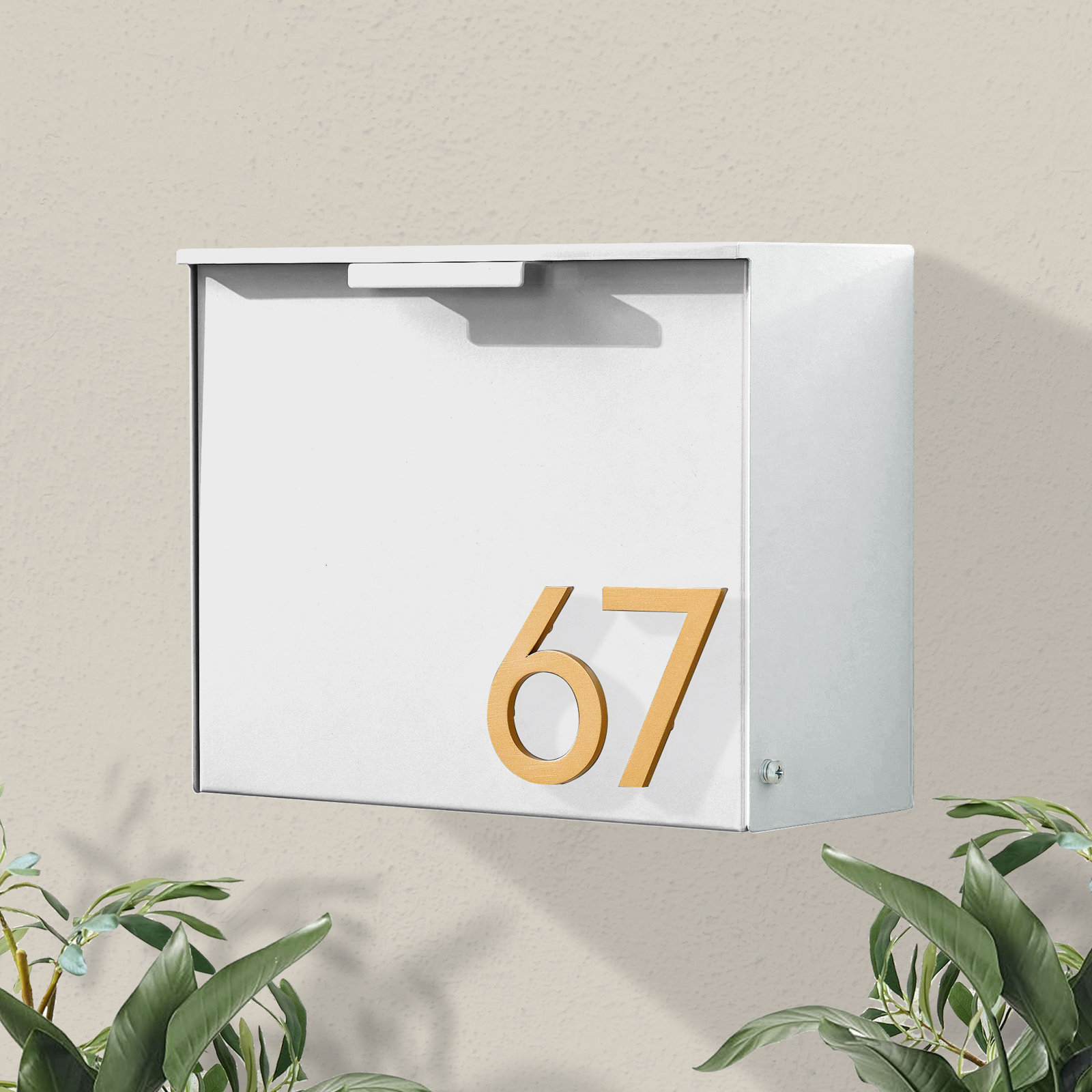 Cubby Wall Mounted Steel Mailbox, White, Yes, Brass