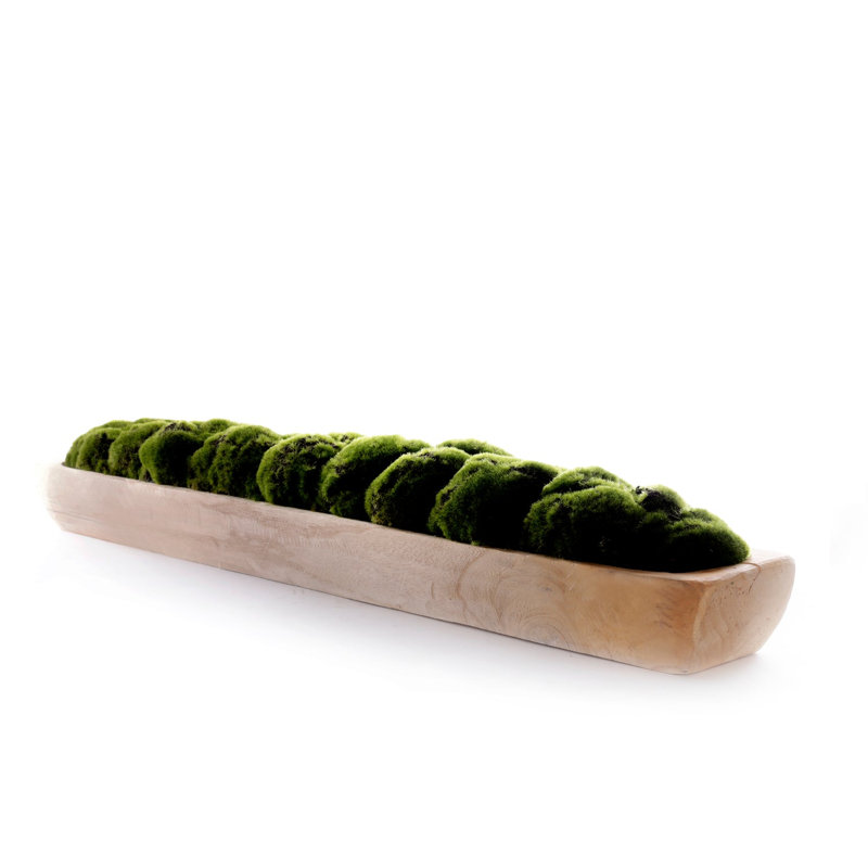 Faux Moss in Wood Long Bowl