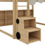 Lit mezzanine en bois avec cadre en forme de maison et auvent de style tente-114355517-114355515
