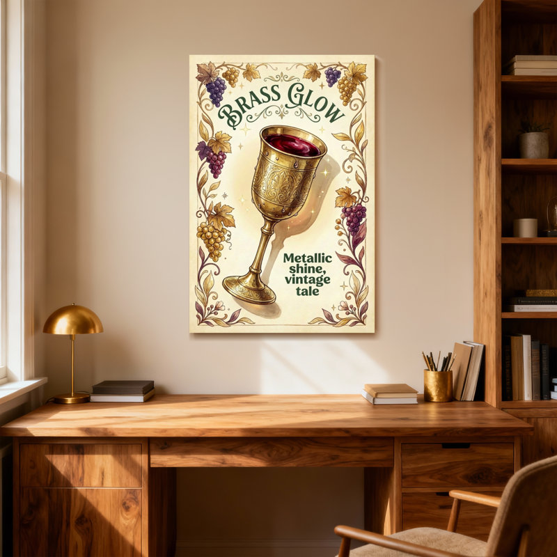 Motif de verre à vin rétro Fashion, H 24 po x l 16 po