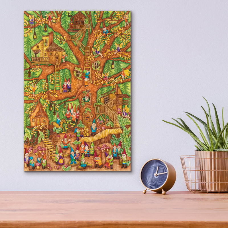 Art mural en verre Trinx «Gnomes Dance Party» par Andrea Strongwater, H 16 po x l 12 po x P 0,13 po