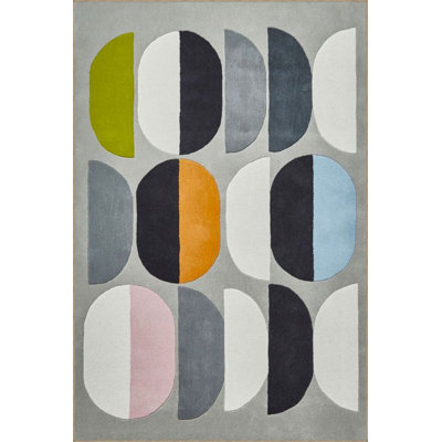 Colorful Dotted Themed Woven Base Machine Washable Rug
