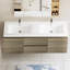 Meuble-lavabo flottant 60 po avec lavabo, meuble-lavabo mural moderne 60 po avec lavabo à surface solide, deux lavabos et tiroirs à fermeture en douceur, gris cendré-1492004595