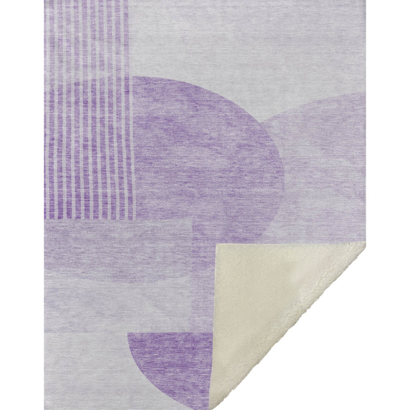 Jeté Art déco en sherpa Addison, Mauve / géométrique 2