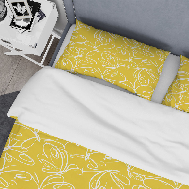 Design Art Butterflies hand drawn color pattern - Modern Abstract Duvet Cover Set - Microfiber Polyester
