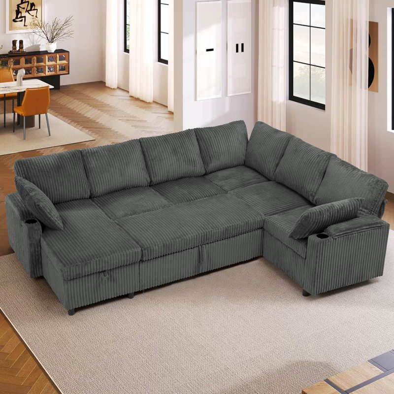 Canapé-lit modulaire Corduroy, Gris