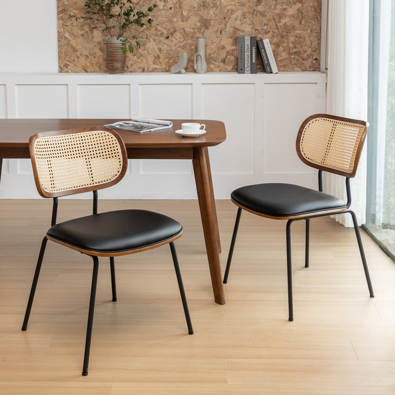 Bedran Vegan Leather Side Chair Dining Chair, Black
