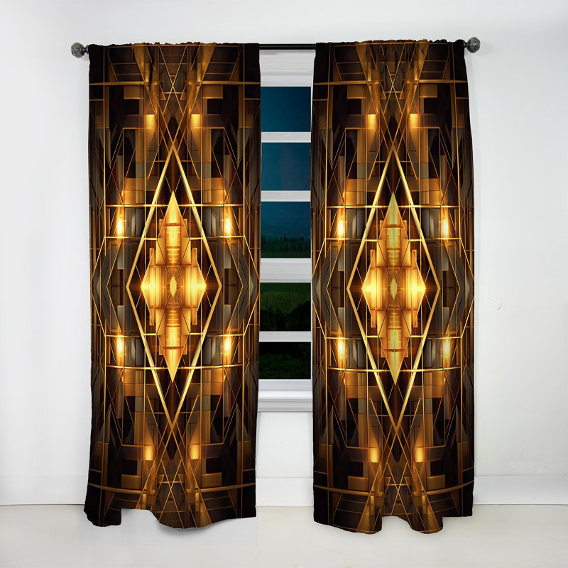 Motif géométrique noir et or pointu - rideau en velours moderne - obscurcissant - 1 panneau, L 52 po x L 84 po
