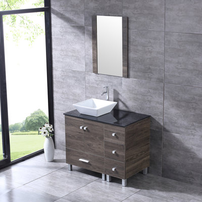 Wybolt 21.7'' Single Bathroom Vanity with Glass Top