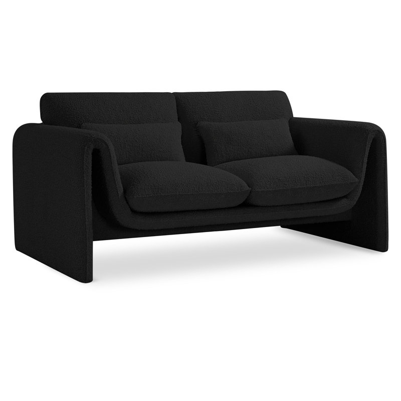 Honoriu 64'' Upholstered Loveseat, Black Boucle Fabric