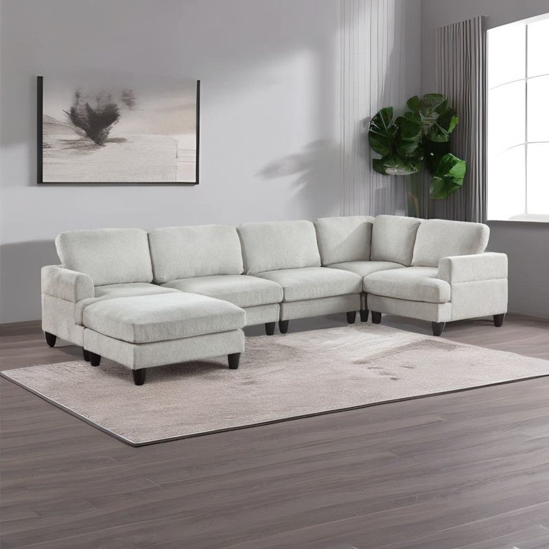 Canapé modulaire Yasim, Chenille gris pâle