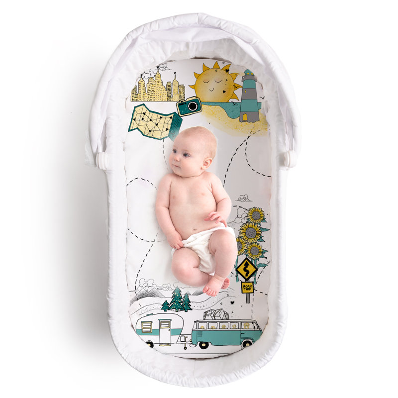 JumpOff Jo - Drap-housse pour lit de bébé hypoallergénique pour bébés garçons et filles - Compatible avec les lits de bébé rectangulaires, de sablier et ovales, doux, respirant, lavable à la machine - voyage sur la route