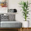 Concrete Effect Cylinder Round Planter on Hardwood Legs, Round Indoor Plant Pot Stand for Indoor Plants, Indoor Flower Pot with Honeycomb Pattern-89142827-89142825