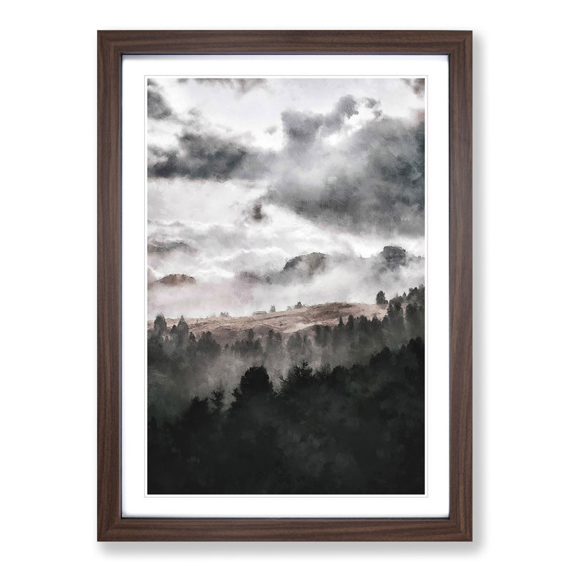 Mist over Wurzjoch in Italy - Picture Frame Painting Print, 87cm H x 62cm W x 2cm D, Walnut Framed
