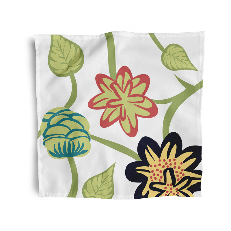 Cihat Polyester Floral Square Napkin, Yellow