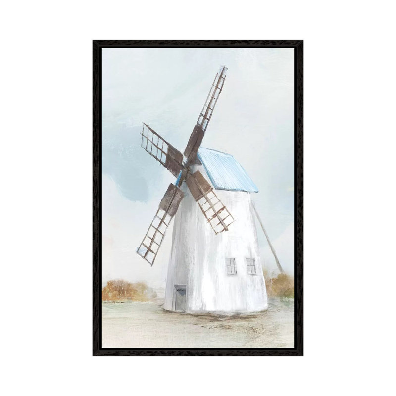 Blue Windmill II by Isabelle Z - Print on Canvas, 152.5 cm H x 101.5 cm W, Black Framed
