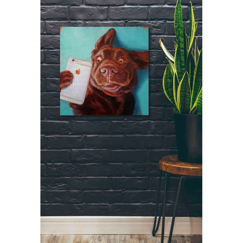 «Dog Selfie» par Lucia Heffernan, art mural sur toile, H 26 po x l 26 po x P 1,5 po