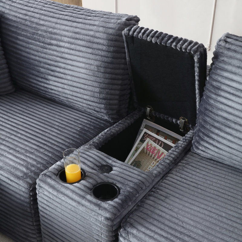 Canapé-lit avec repose-pieds mobile, aucun assemblage requis, Gris