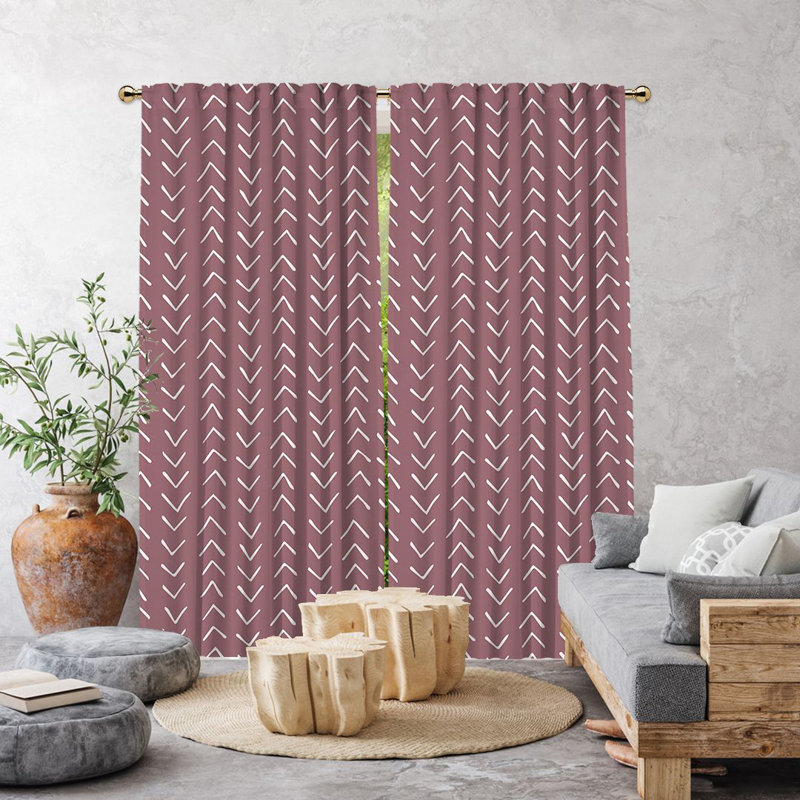 Bohemian Room Lined Single Panel Curtain, 140cm Width x 175cm Drop, Rose