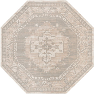 Tapis traditionnel de couleur ivoire / gris Matthei