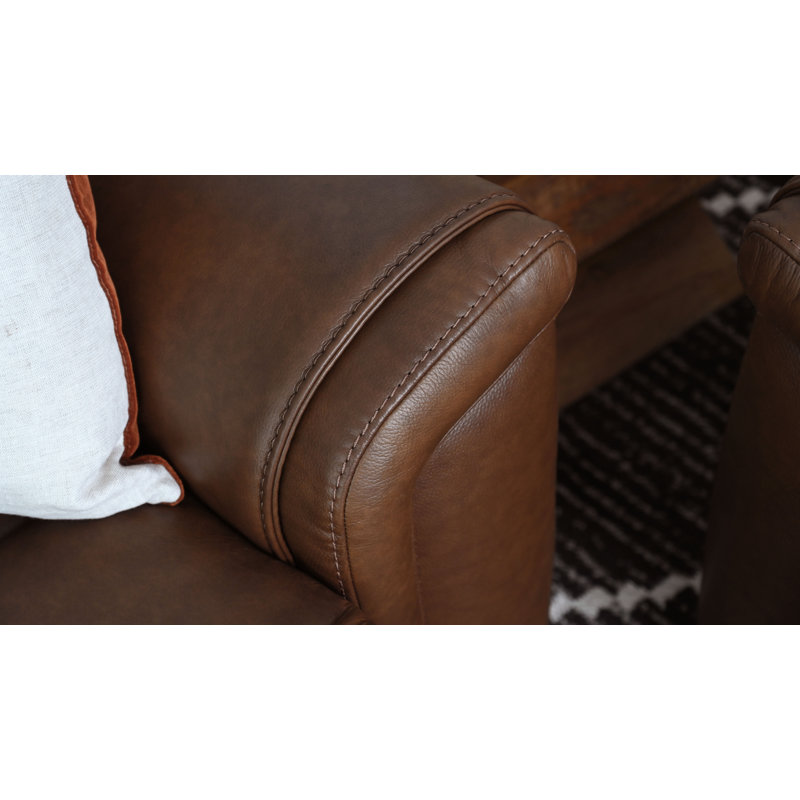 Burdgick Leather Match Pillow Top Arm Reclining Loveseat
