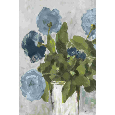 Motif floral bleu gris