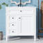 Meuble-lavabo 30 po avec lavabo en céramique, armoire de rangement autoportante moderne avec 1 porte, 2 tiroirs et tiroir basculant, structure en bois massif-121085805