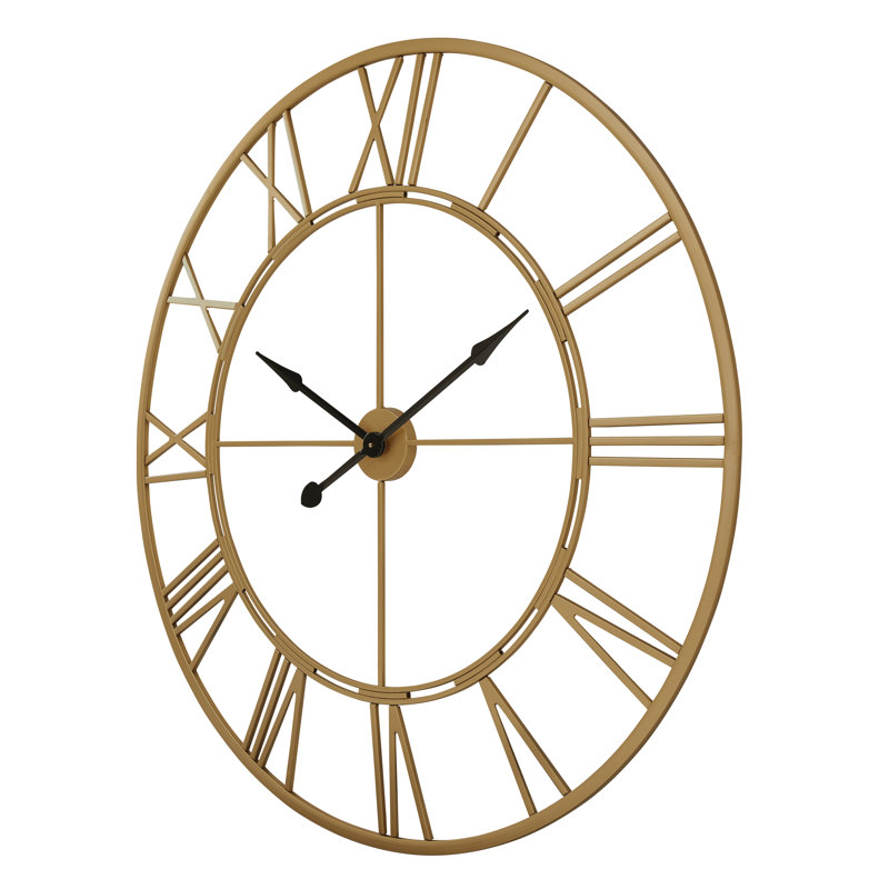 Très grande horloge murale romaine ronde, 43,5 diamètre, Or
