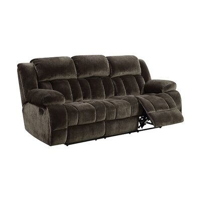 Glider Recliner Sofa With Fabric Upholstery And Cup Holders, Brown -  Red Barrel Studio®, 7B8711884B3744829DB25A270EE72502