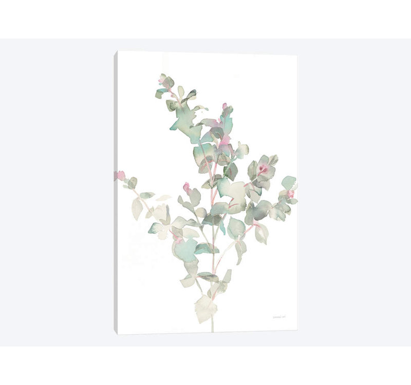«Eucalyptus II, White» par Danhui Nai, impression sur toile, H 40 po x l 26 po x P 1,5 po, Pas de tapis, Toile tendue