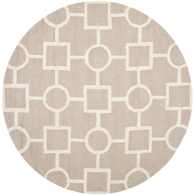 Deedgra Hand Tufted Wool Geometric Rug, Round 6'