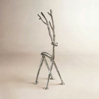 Large Cast Aluminum Reindeer Figurine