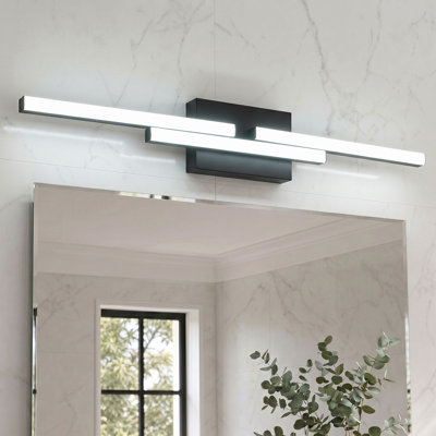 33.62" Modern Matte Black Dimmable LED Vanity Light, Linear Bathroom Wall Sconce