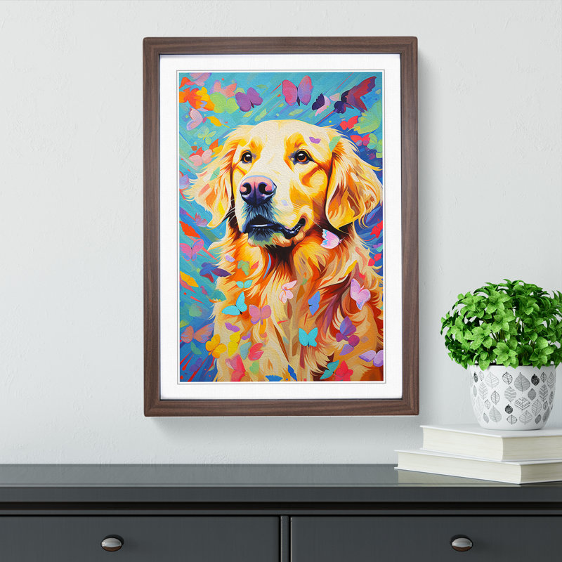 Golden Retriever Contemporary - Framed Print