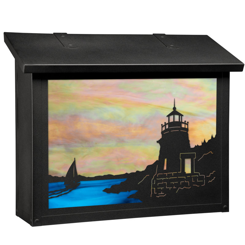 Boîte aux lettres murale Coastal Cottage, Noir texturé, Or irisé