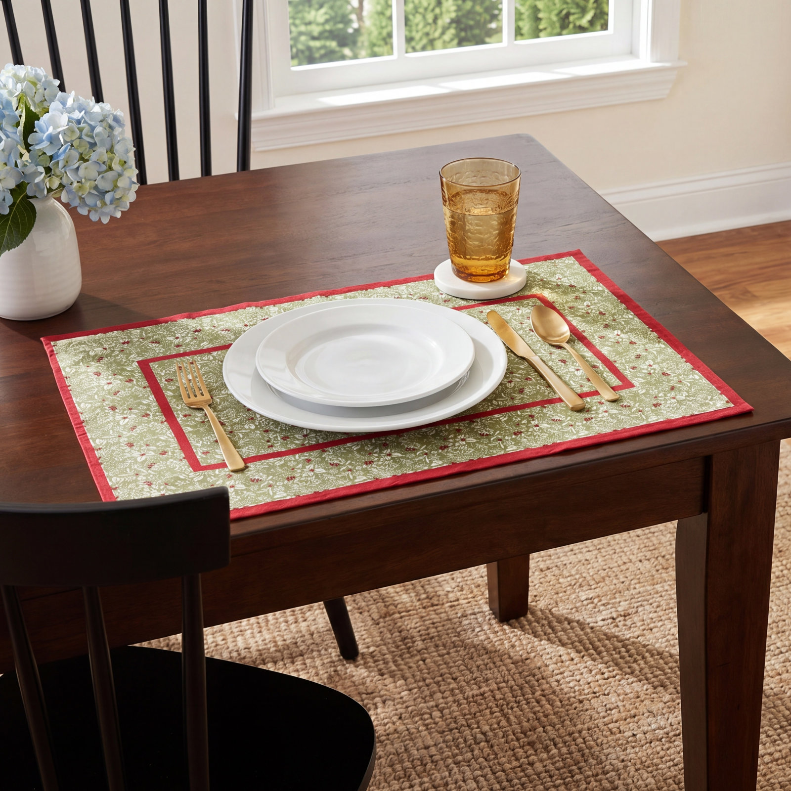 Liljan Floral Christmas Tablecloth, 128" x 71"