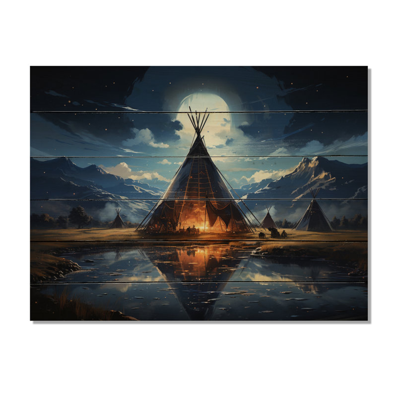 Native Tipi Luminous Gateway To The Spirit II sur impression sur bois, H 24 po x l 32 po x P 0,78 po