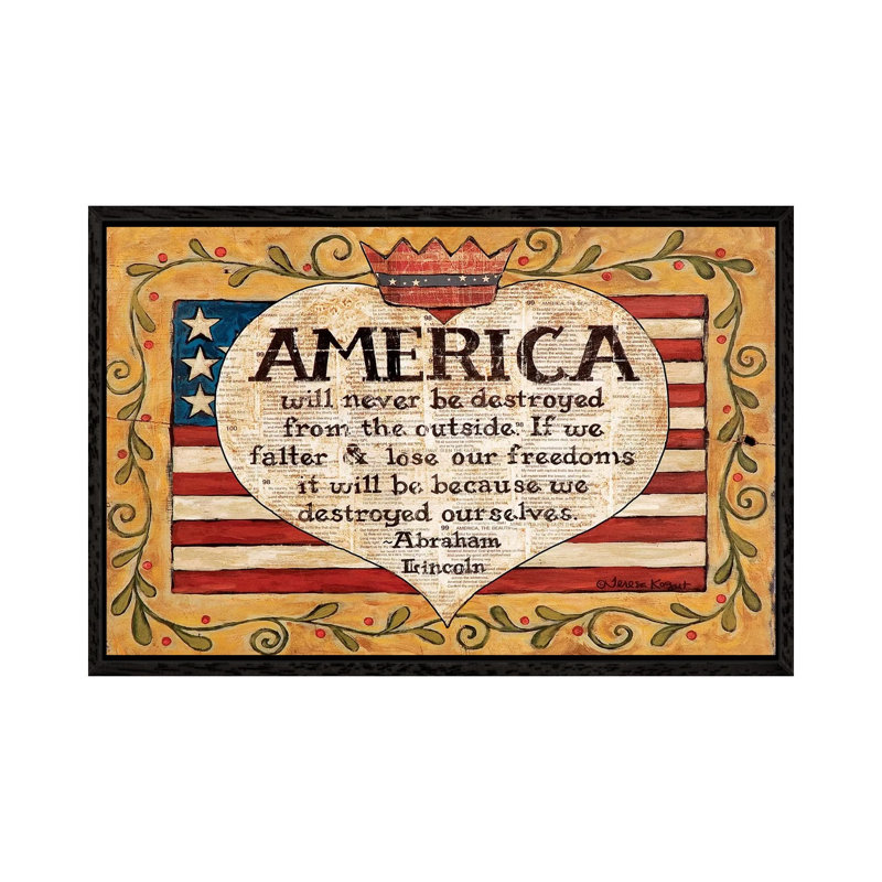 America by Teresa Kogut - Print on Canvas, 66.04 cm H x 45.72 cm W, Black Framed