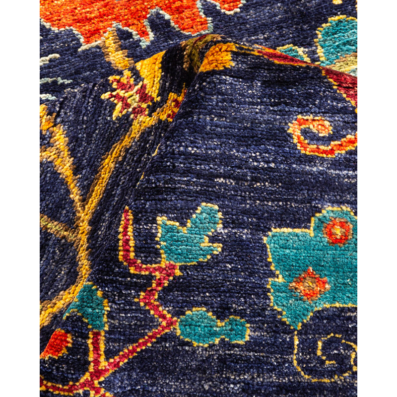 Tapis bleu en laine 3 pi 2 po x 11 pi 9 po Gabo One-of-a-Kind 2010