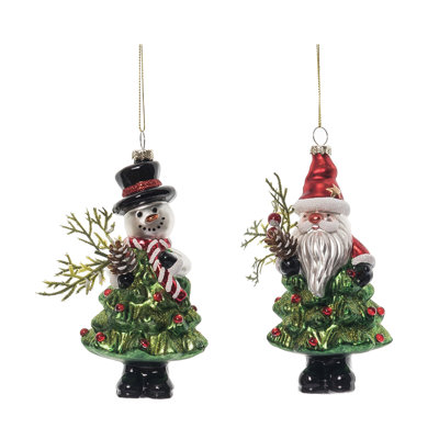  Ensemble de 2 décorations de Noël en forme de sapin de Noël / bonhomme de neige