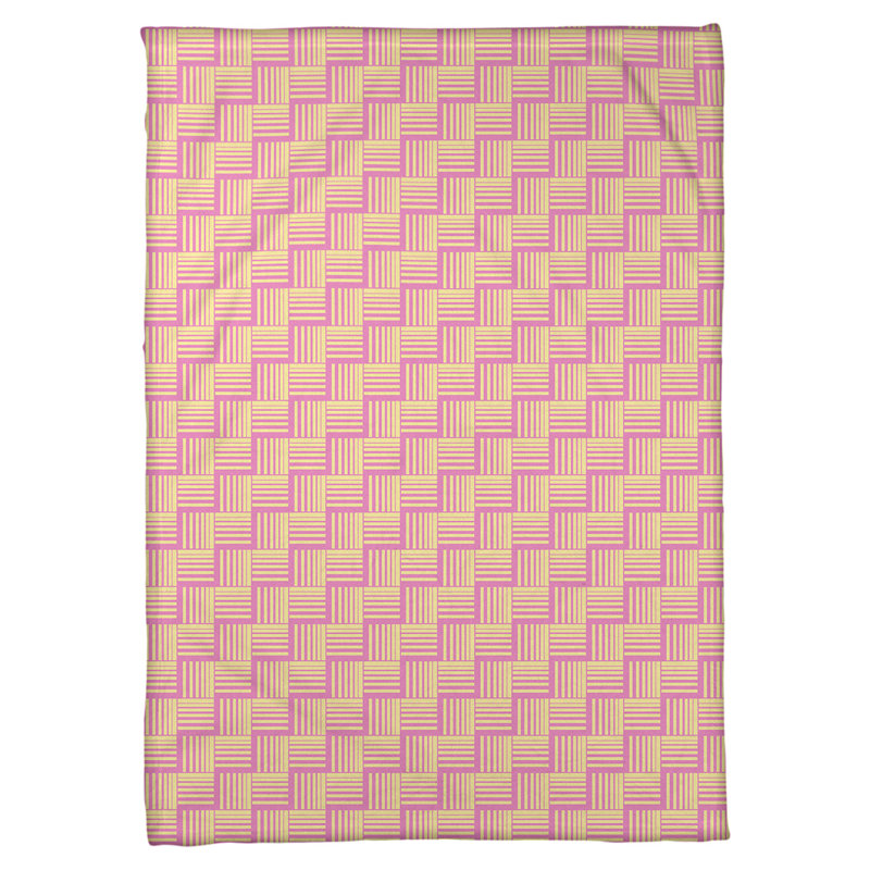 Couverture polaire à rayures classic basketweave, l 60 po x L 80 po, Rose / Jaune