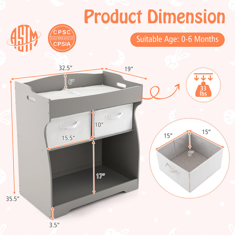 Commode à langer avec coussin Costway