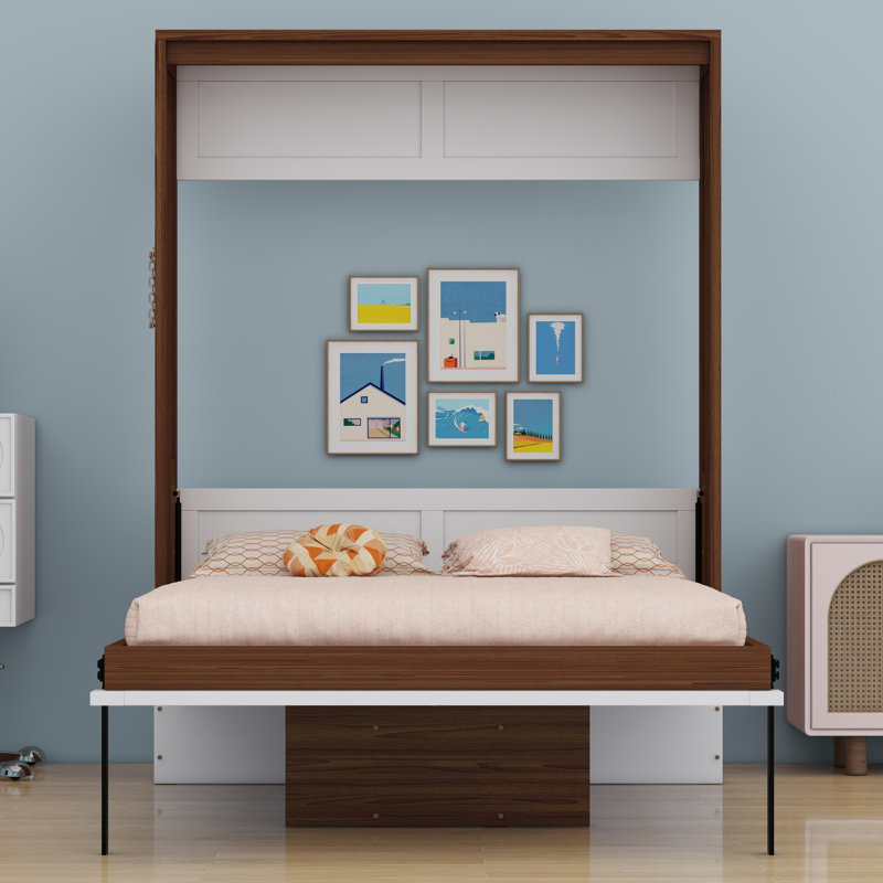 Lit escamotable avec bureau escamotable Murphy, Blanc
