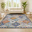 Tapis gris clair / bleu / orange Kirman-910045171