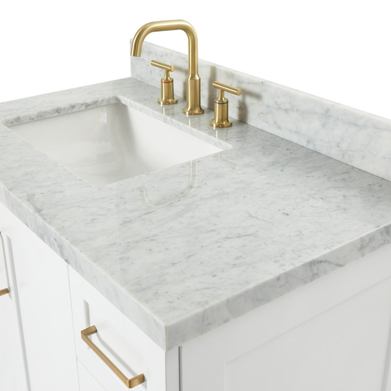 ARIEL TAYLOR 37 IN LEFT OFFSET RECTANGLE SINK VANITY, White, Rectangle, Left 