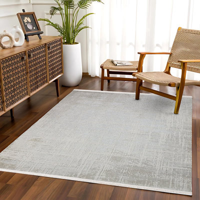 Tapis blanc lavé à la machine à imprimé numérique abstrait antidérapant