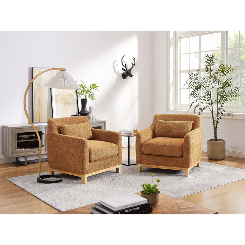 Fauteuil Aishah de 31,5 po de largeur, Bouclé orange rustique